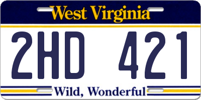 WV license plate 2HD421