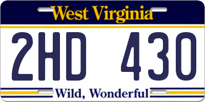 WV license plate 2HD430