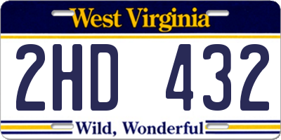 WV license plate 2HD432