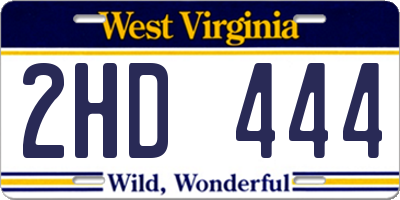WV license plate 2HD444