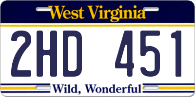 WV license plate 2HD451