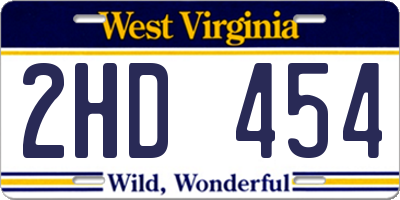 WV license plate 2HD454
