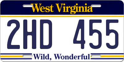 WV license plate 2HD455