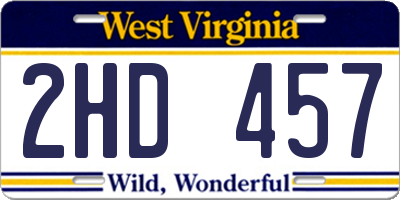 WV license plate 2HD457