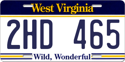 WV license plate 2HD465