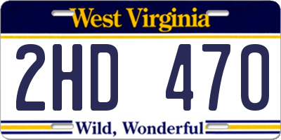 WV license plate 2HD470