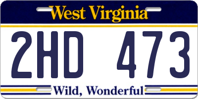 WV license plate 2HD473