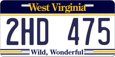 WV license plate 2HD475
