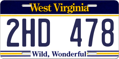 WV license plate 2HD478