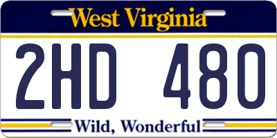 WV license plate 2HD480