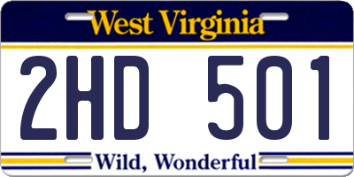 WV license plate 2HD501