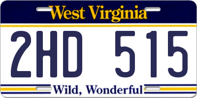 WV license plate 2HD515