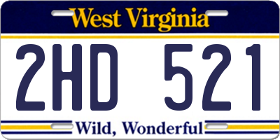 WV license plate 2HD521