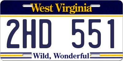 WV license plate 2HD551