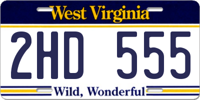 WV license plate 2HD555