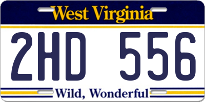 WV license plate 2HD556