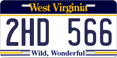 WV license plate 2HD566