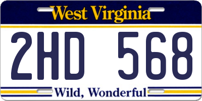 WV license plate 2HD568