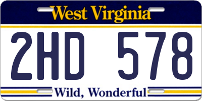 WV license plate 2HD578