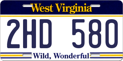 WV license plate 2HD580