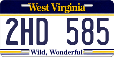 WV license plate 2HD585