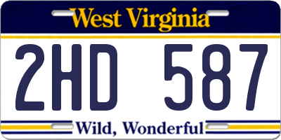 WV license plate 2HD587
