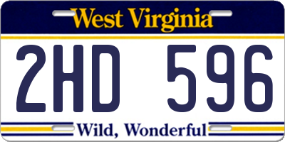WV license plate 2HD596