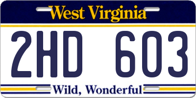 WV license plate 2HD603