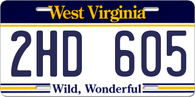 WV license plate 2HD605