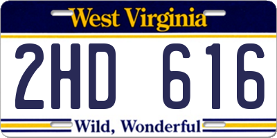 WV license plate 2HD616