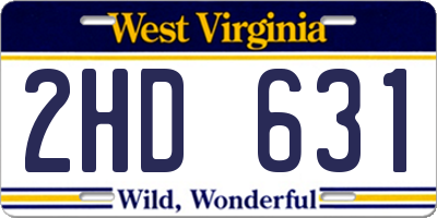 WV license plate 2HD631