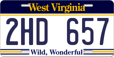 WV license plate 2HD657