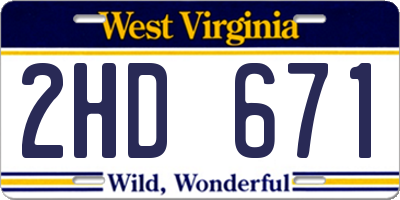 WV license plate 2HD671