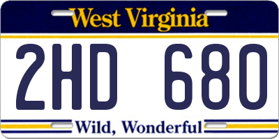 WV license plate 2HD680