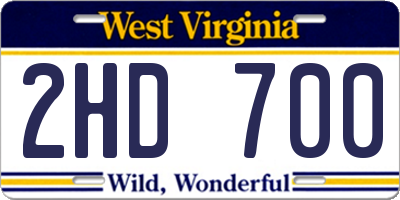 WV license plate 2HD700