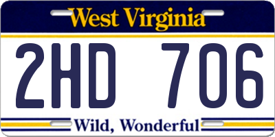WV license plate 2HD706