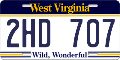 WV license plate 2HD707