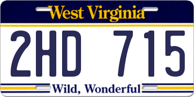 WV license plate 2HD715