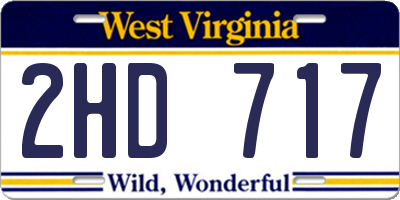 WV license plate 2HD717