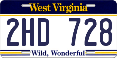 WV license plate 2HD728