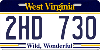 WV license plate 2HD730