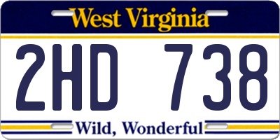 WV license plate 2HD738