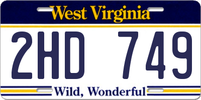 WV license plate 2HD749