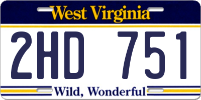 WV license plate 2HD751