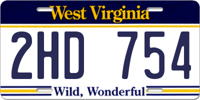 WV license plate 2HD754