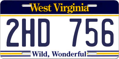 WV license plate 2HD756