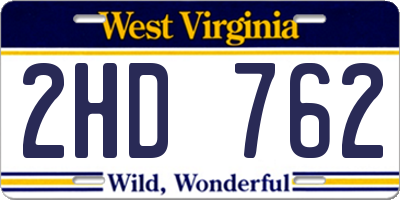 WV license plate 2HD762