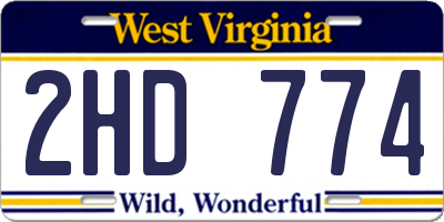 WV license plate 2HD774
