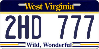 WV license plate 2HD777