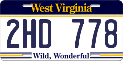 WV license plate 2HD778